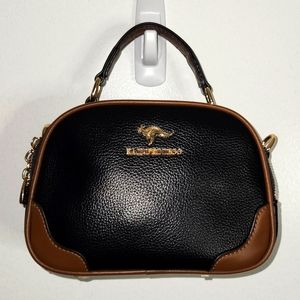 5872 Black/Brown 2 zipper Vegan Leather Crossbody bag New never used